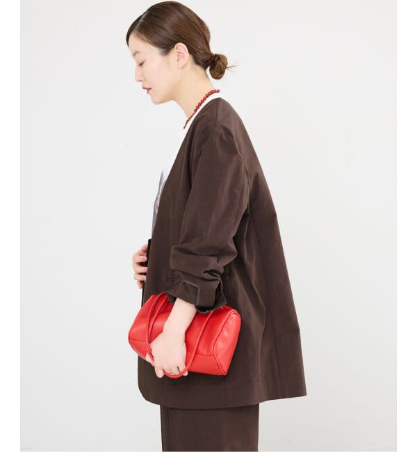 IENA「《一部カラー店舗限定》コットンサブレUネックジャケット」|ノーカラージャケット|