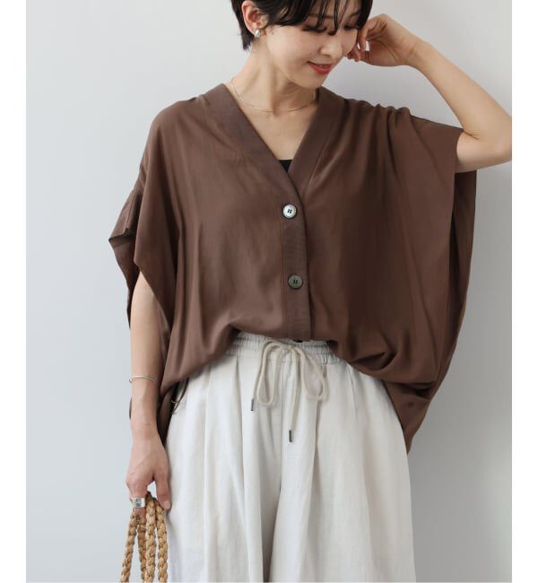 JOURNAL STANDARD relume「《予約》T/R強撚フレンチスリーブブラウス」|シャツ・ブラウス|ブラウン
