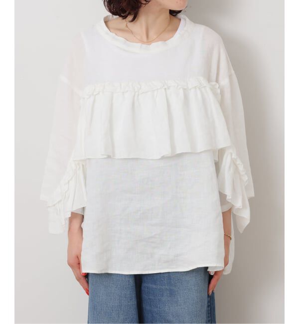 journal standard luxe「《予約》フレンチリネンキャンバス フリルプルブラウス」|シャツ・ブラウス|
