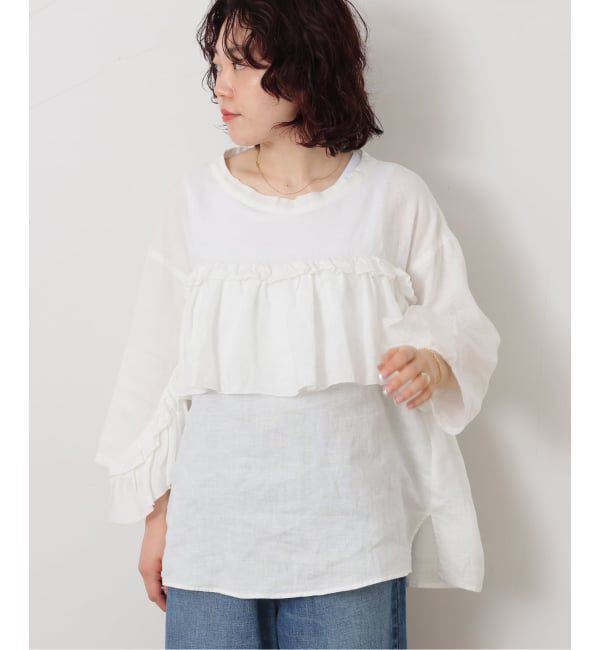 journal standard luxe「《予約》フレンチリネンキャンバス フリルプルブラウス」|シャツ・ブラウス|