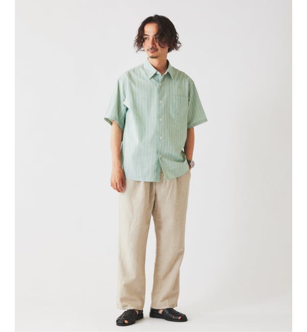 JOURNAL STANDARD relume「《予約》JAMES FABRIC コットンリネン ストライプ 半袖シャツ」|シャツ・ブラウス|