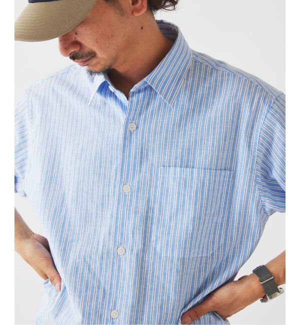 JOURNAL STANDARD relume「《予約》JAMES FABRIC コットンリネン ストライプ 半袖シャツ」|シャツ・ブラウス|