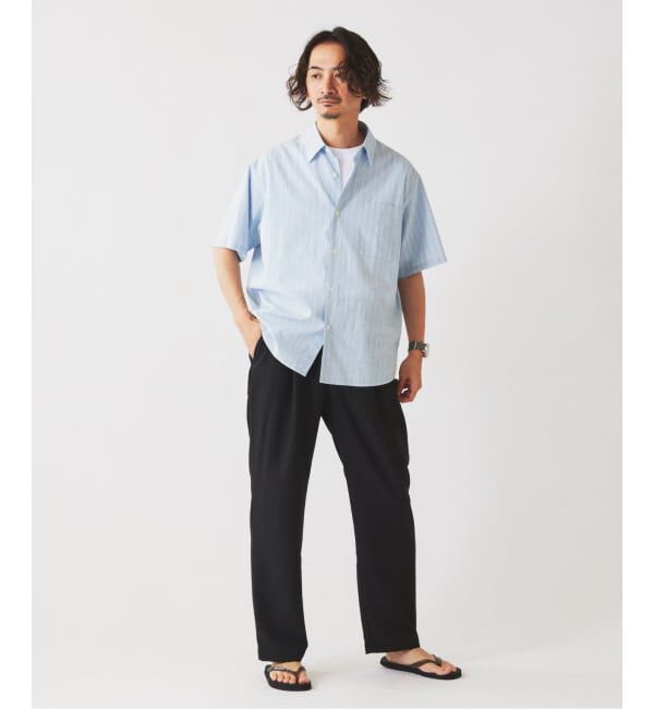 JOURNAL STANDARD relume「《予約》JAMES FABRIC コットンリネン ストライプ 半袖シャツ」|シャツ・ブラウス|