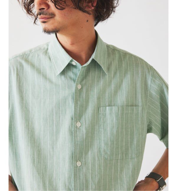 JOURNAL STANDARD relume「《予約》JAMES FABRIC コットンリネン ストライプ 半袖シャツ」|シャツ・ブラウス|