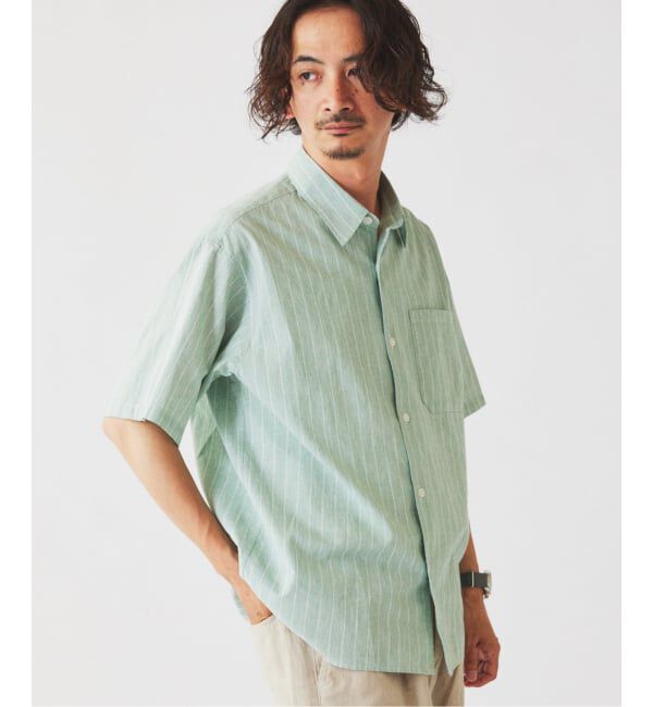 JOURNAL STANDARD relume「《予約》JAMES FABRIC コットンリネン ストライプ 半袖シャツ」|シャツ・ブラウス|