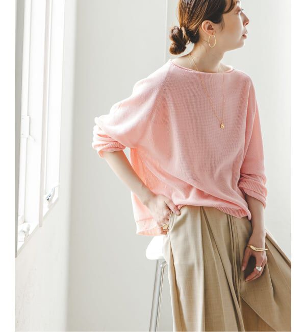 NOBLE「《WEB&なんばCITY店限定》ペーパーヤーン裏天竺プルオーバー(natsuセレクト)」|ニット・セーター|ピンク