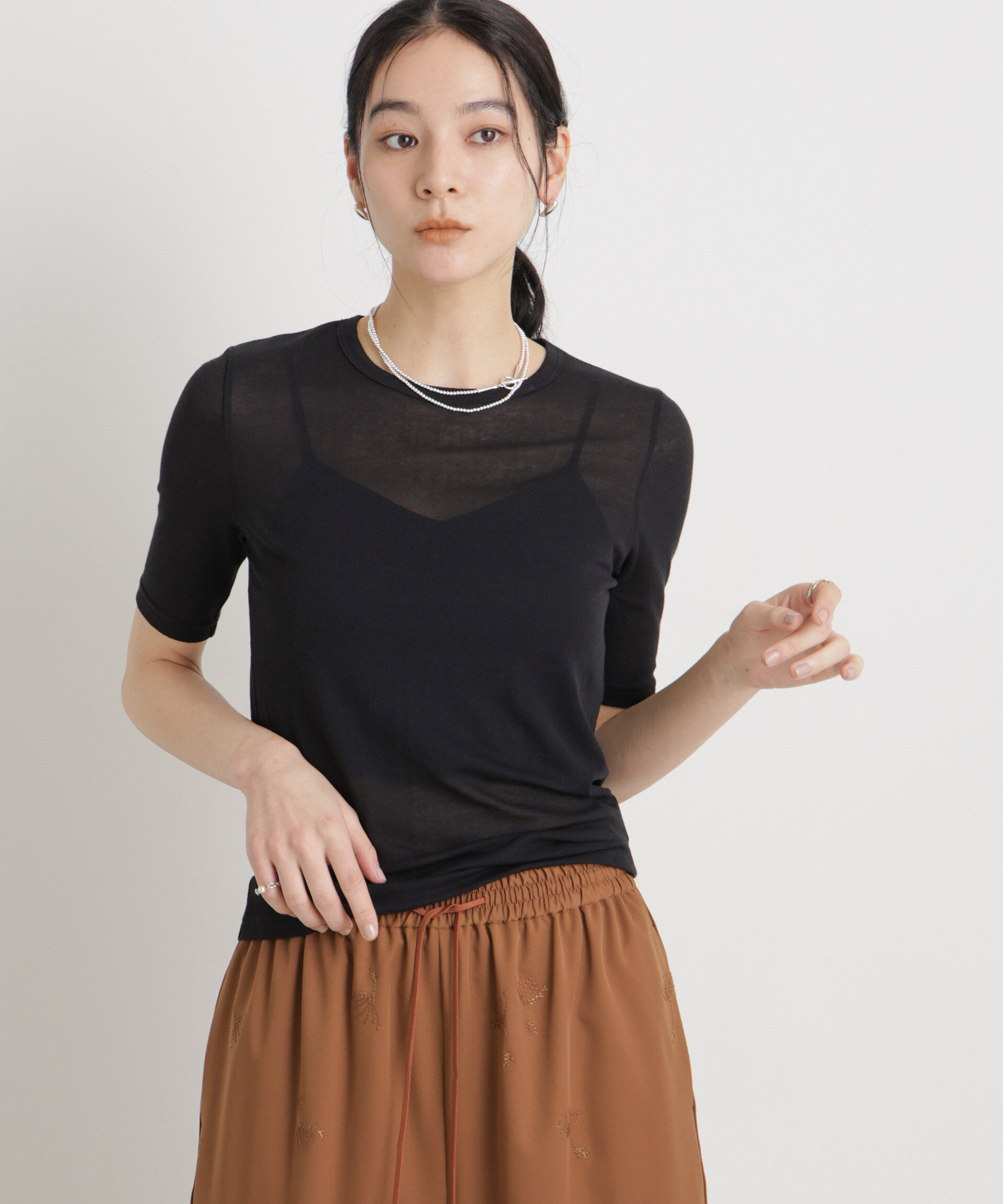 nano･universe「シアーツイストフライスTシャツ」|Tシャツ・カットソー|ブラック