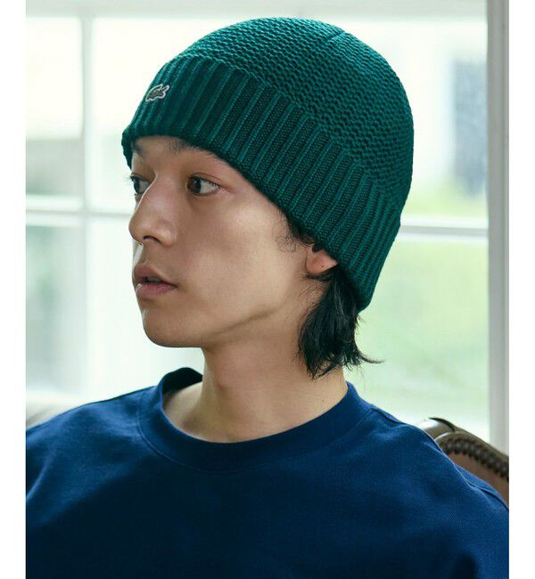 LACOSTE「ワンポイントウールニットキャップ」|ニット帽|