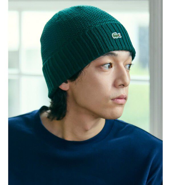 LACOSTE「ワンポイントウールニットキャップ」|ニット帽|