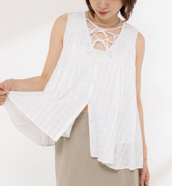 NOLLEY'S「【MARILYN MOON/マリリーンムーン】sheer check 2way gathered blouse」|シャツ・ブラウス|