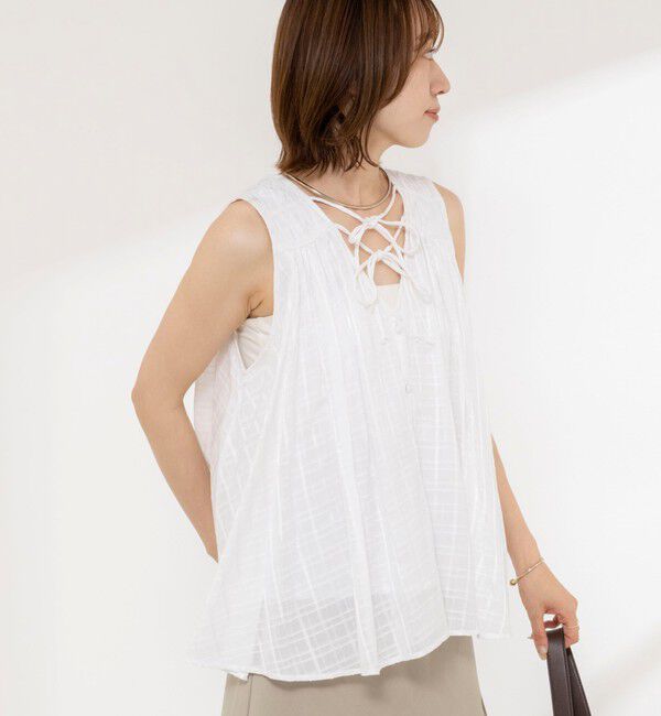 NOLLEY'S「【MARILYN MOON/マリリーンムーン】sheer check 2way gathered blouse」|シャツ・ブラウス|