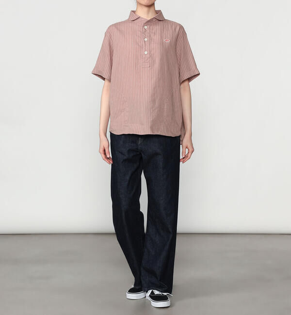 DANTON「DANTON | リネンコットン 丸襟半袖プルオーバーシャツ STRIPE WOMEN」|シャツ・ブラウス|