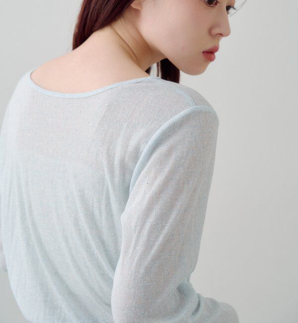  「【4色展開/前後2WAY】ラインストーンシアーカットソー」|Tシャツ・カットソー|