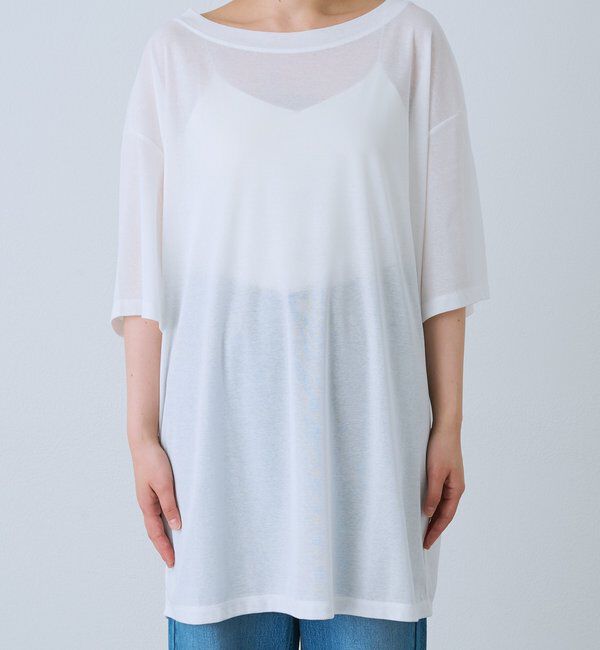  「予約【A・MONN】【吸水速乾/接触冷感】オープンネックチュニックTee」|Tシャツ・カットソー|