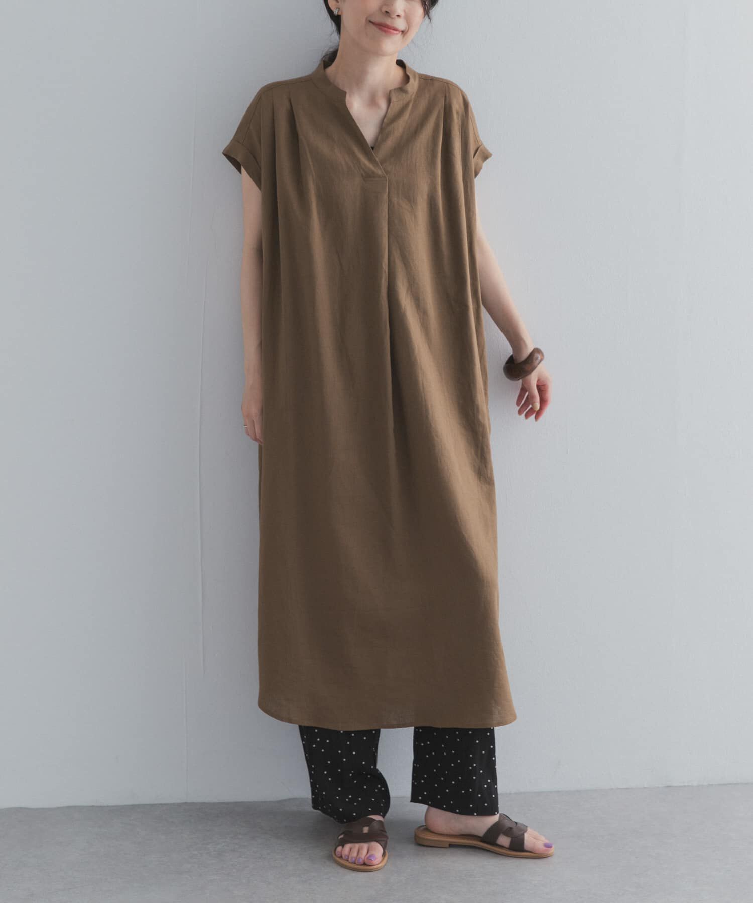 URBAN RESEARCH DOORS「リネンレーヨンスキッパーフレンチワンピース」|ワンピース|