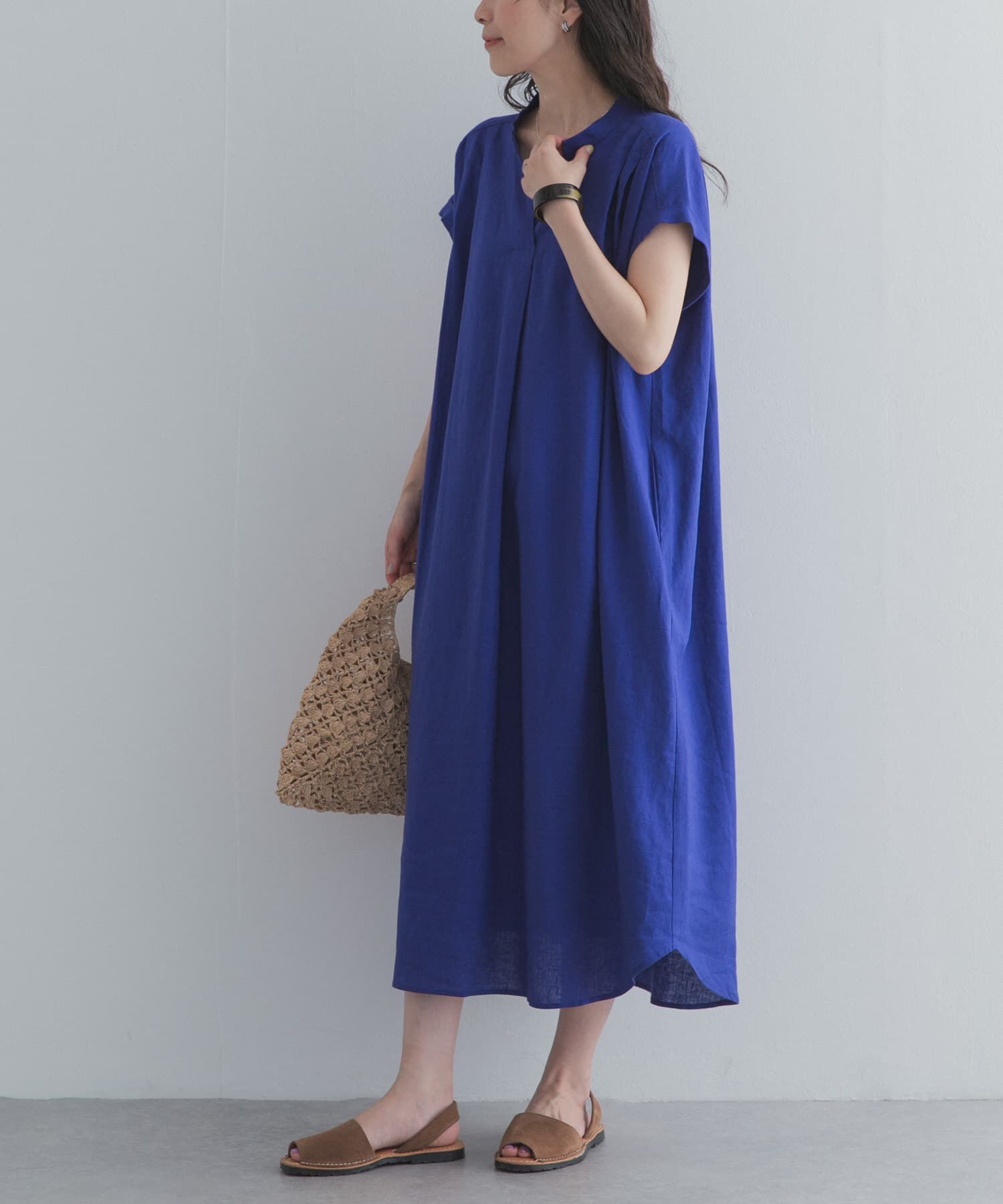 URBAN RESEARCH DOORS「リネンレーヨンスキッパーフレンチワンピース」|ワンピース|