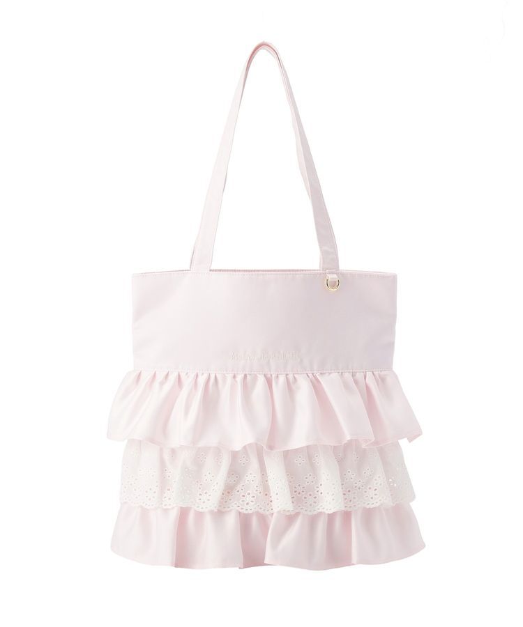 Maison de FLEUR「【A4対応】サテンフロントフリルスクエアトートバッグ」|トートバッグ|