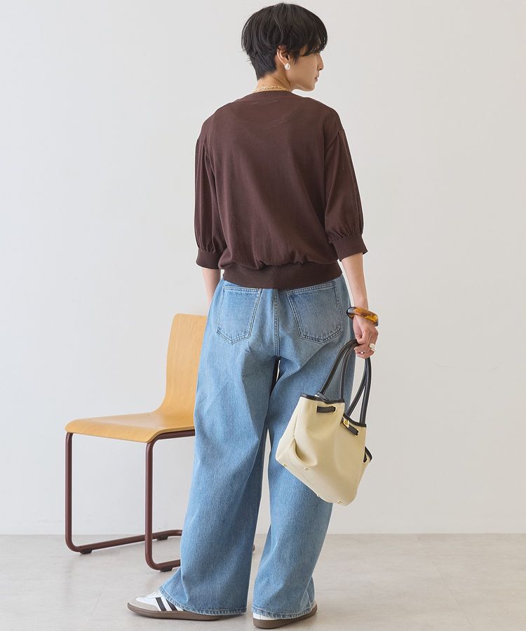 AMERICAN HOLIC「【抗菌防臭】5分袖シアーVネックニットカーディガン」|カーディガン|