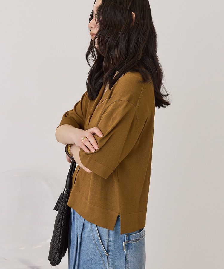 AMERICAN HOLIC「【接触冷感】襟付き5分袖ニットカーディガン」|カーディガン|