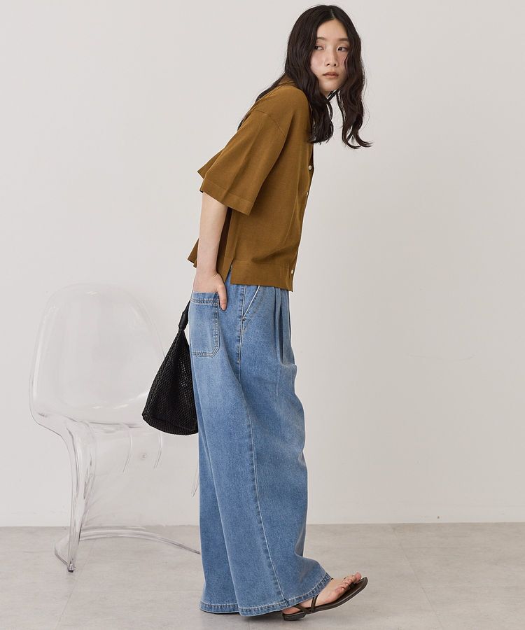 AMERICAN HOLIC「【接触冷感】襟付き5分袖ニットカーディガン」|カーディガン|