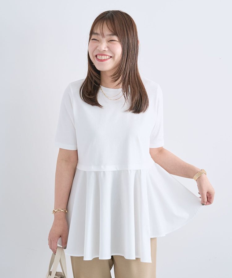 Green Parks「異素材ドッキングペプラムプルオーバー」|Tシャツ・カットソー|