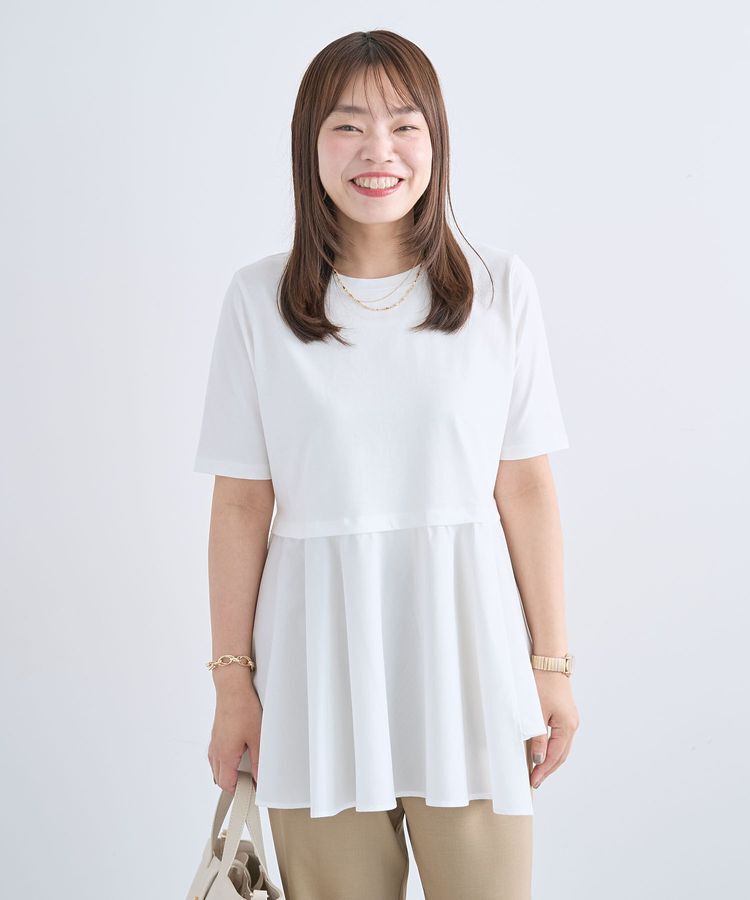 Green Parks「異素材ドッキングペプラムプルオーバー」|Tシャツ・カットソー|