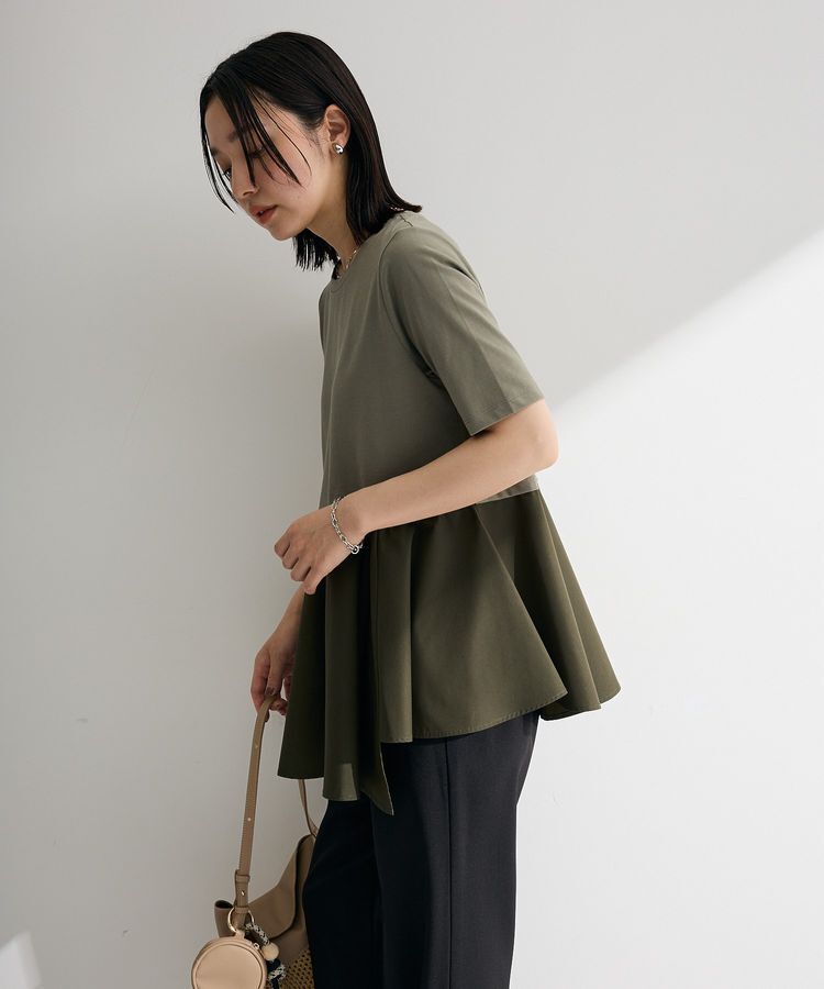 Green Parks「異素材ドッキングペプラムプルオーバー」|Tシャツ・カットソー|