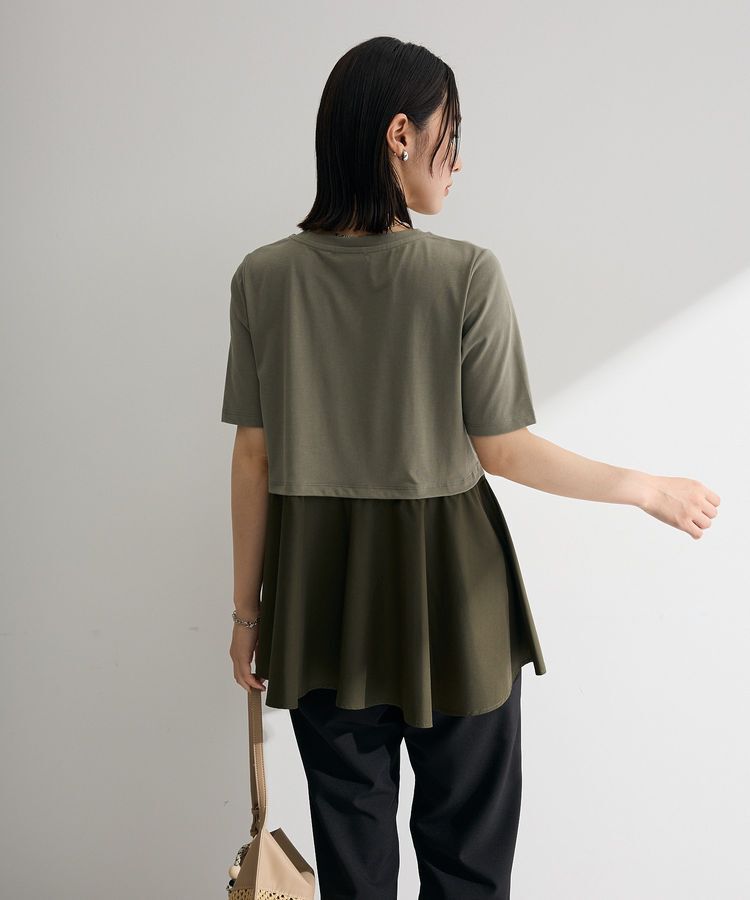 Green Parks「異素材ドッキングペプラムプルオーバー」|Tシャツ・カットソー|