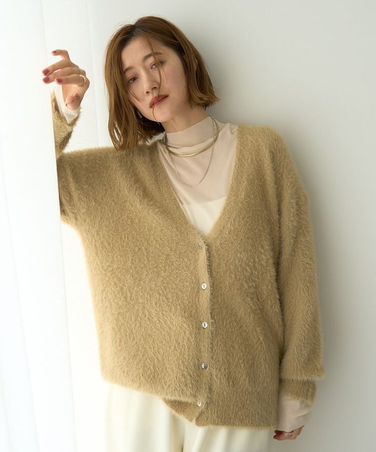YECCA VECCA「ラメシャギーカーディガン」|カーディガン|Beige