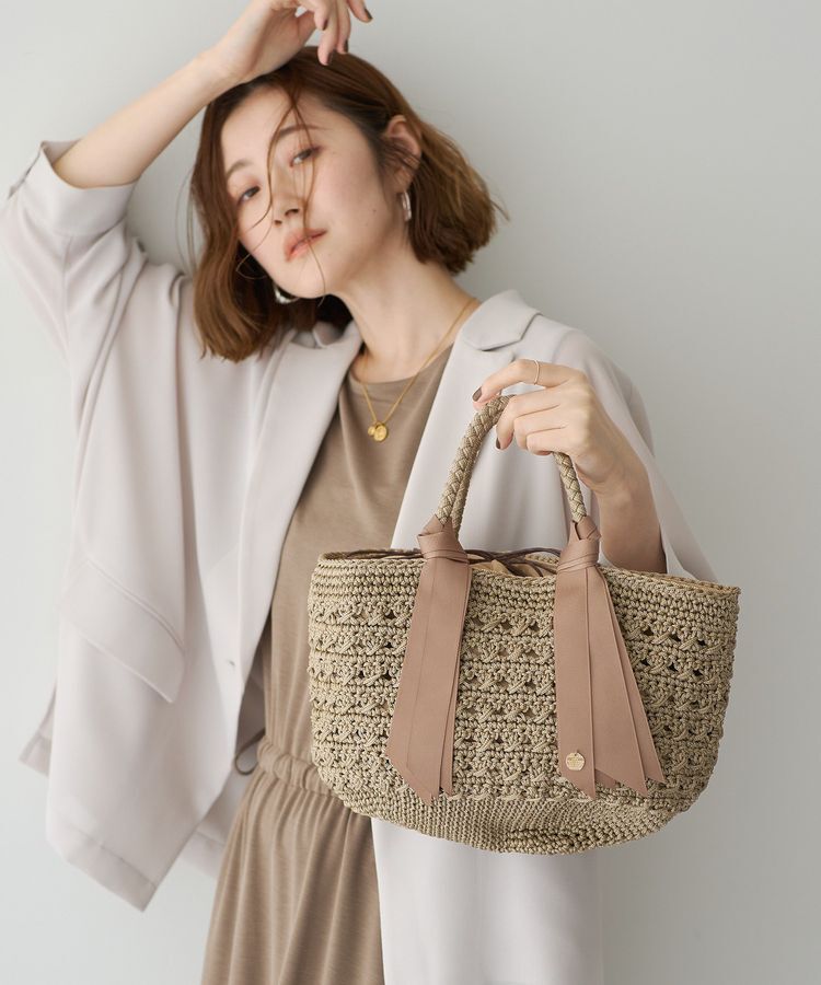 YECCA VECCA「【cache cache】下がりグログラントートバッグ」|トートバッグ|Beige