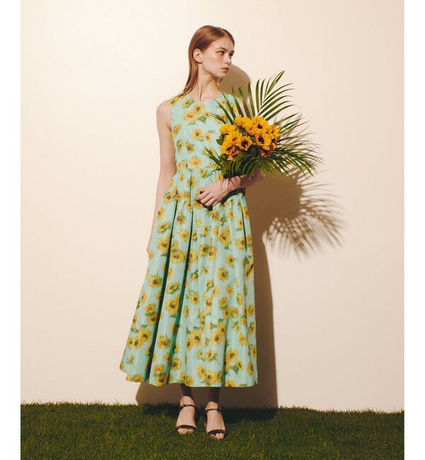 LOULOU WILLOUGHBY「 WEB 一部店舗限定【LOULOU WILLOUGHBY】サンフラワープリントバッククロスワンピース」|ワンピース|