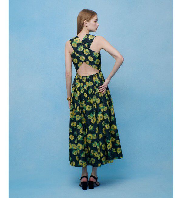 LOULOU WILLOUGHBY「 WEB 一部店舗限定【LOULOU WILLOUGHBY】サンフラワープリントバッククロスワンピース」|ワンピース|