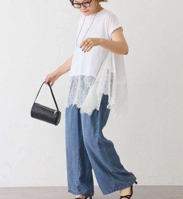  「レースヘムシルケットTシャツ」|プルオーバー|