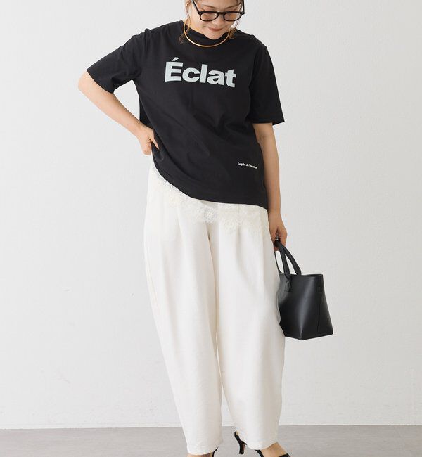  「シルケットロゴプリント&times;刺繍Tシャツ」|プルオーバー|