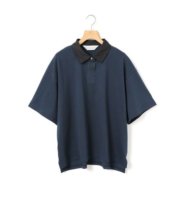 MidiUmi「MidiUmi ワイドポロシャツプルオーバー」|Tシャツ・カットソー|ネイビー