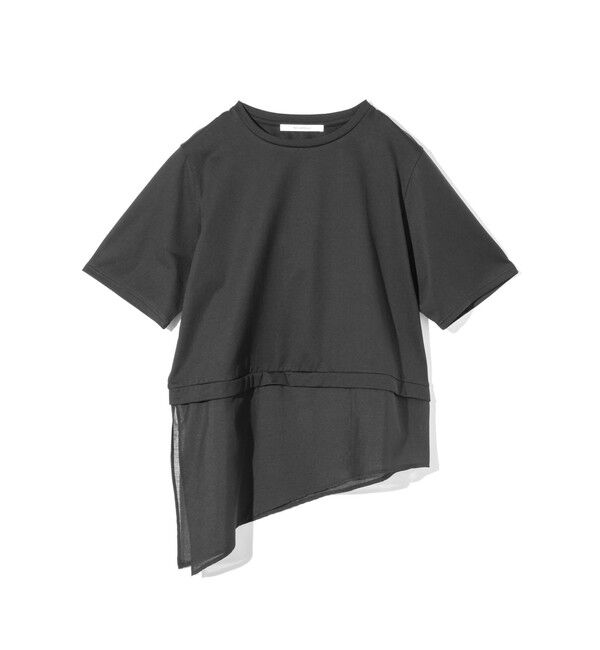 MIDIUMISOLID「MIDIUMISOLID for Ladies シアーミックスファブリックTシャツ」|Tシャツ・カットソー|ブラック