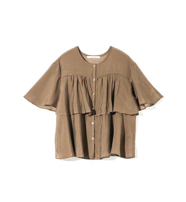 MIDIUMISOLID「MIDIUMISOLID for Ladies シアーティアードブラウス」|シャツ・ブラウス|ブラウン