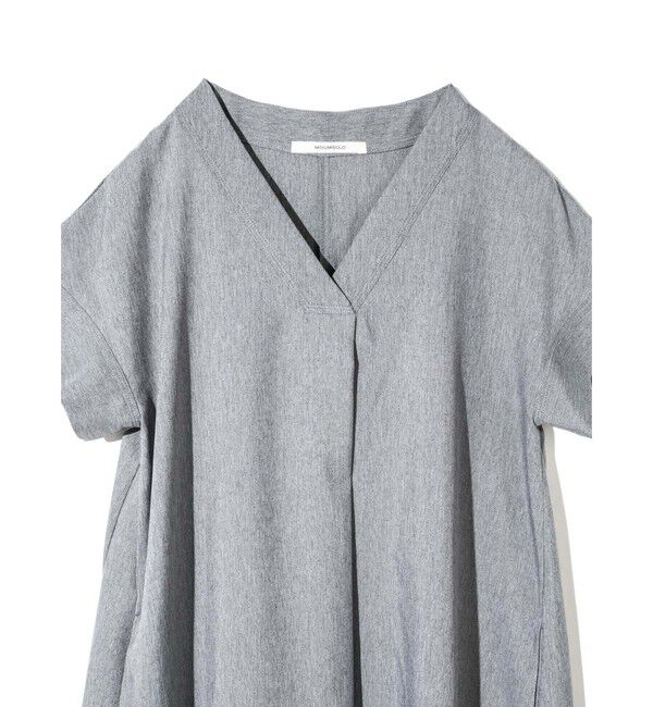 MIDIUMISOLID「MIDIUMISOLID for Ladies リネンライクVネックフレアワンピース」|ワンピース|