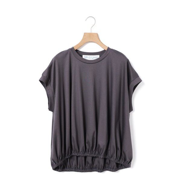 MidiUmi「MidiUmi ヘムギャザーノースリーブ」|Tシャツ・カットソー|チャコールグレー