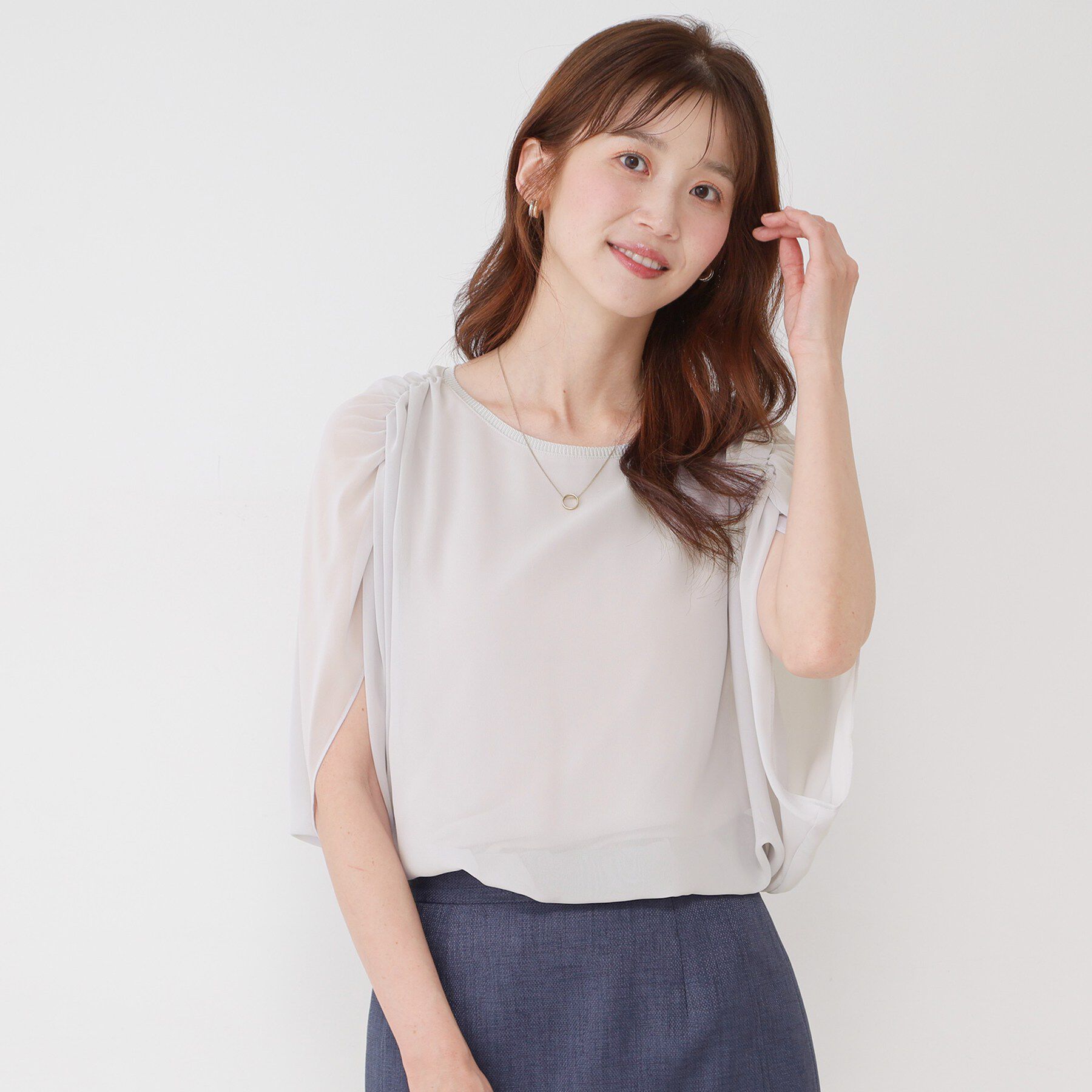 COUP DE CHANCE「【手洗い可／日本製】カットソー付ギャザープルオーバー」|Tシャツ・カットソー|