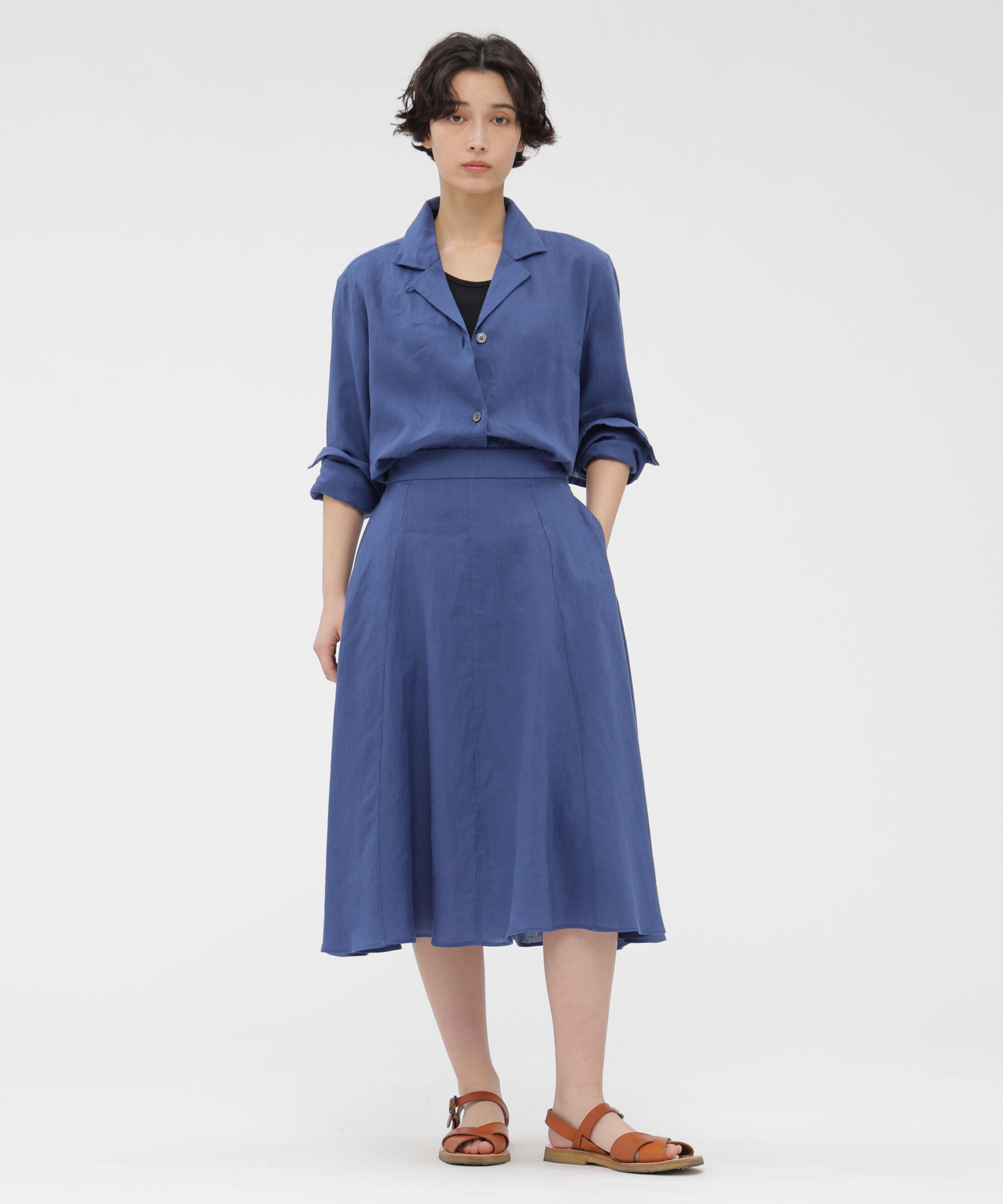  「LIGHT WEIGHT LINEN SKIRT」|スカート|BLUE