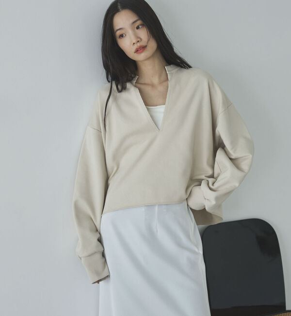 Doux archives「キーネックスウェットプルオーバー」|Tシャツ・カットソー|BEIGE