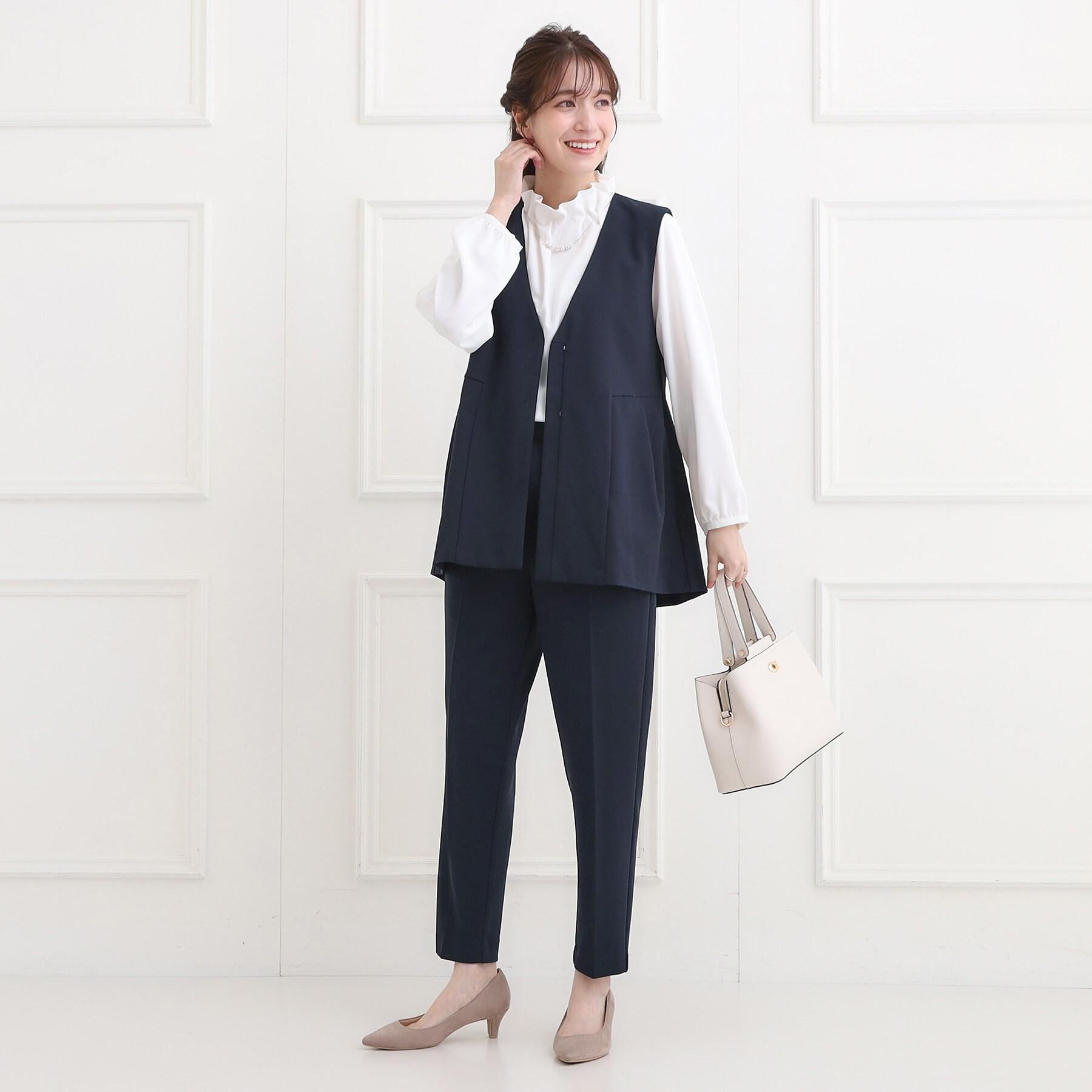 SHOO･LA･RUE「【洗濯機可/セットアップ可/S-3L】きちんと楽に。カットジョーゼット テーパードパンツ」|その他|