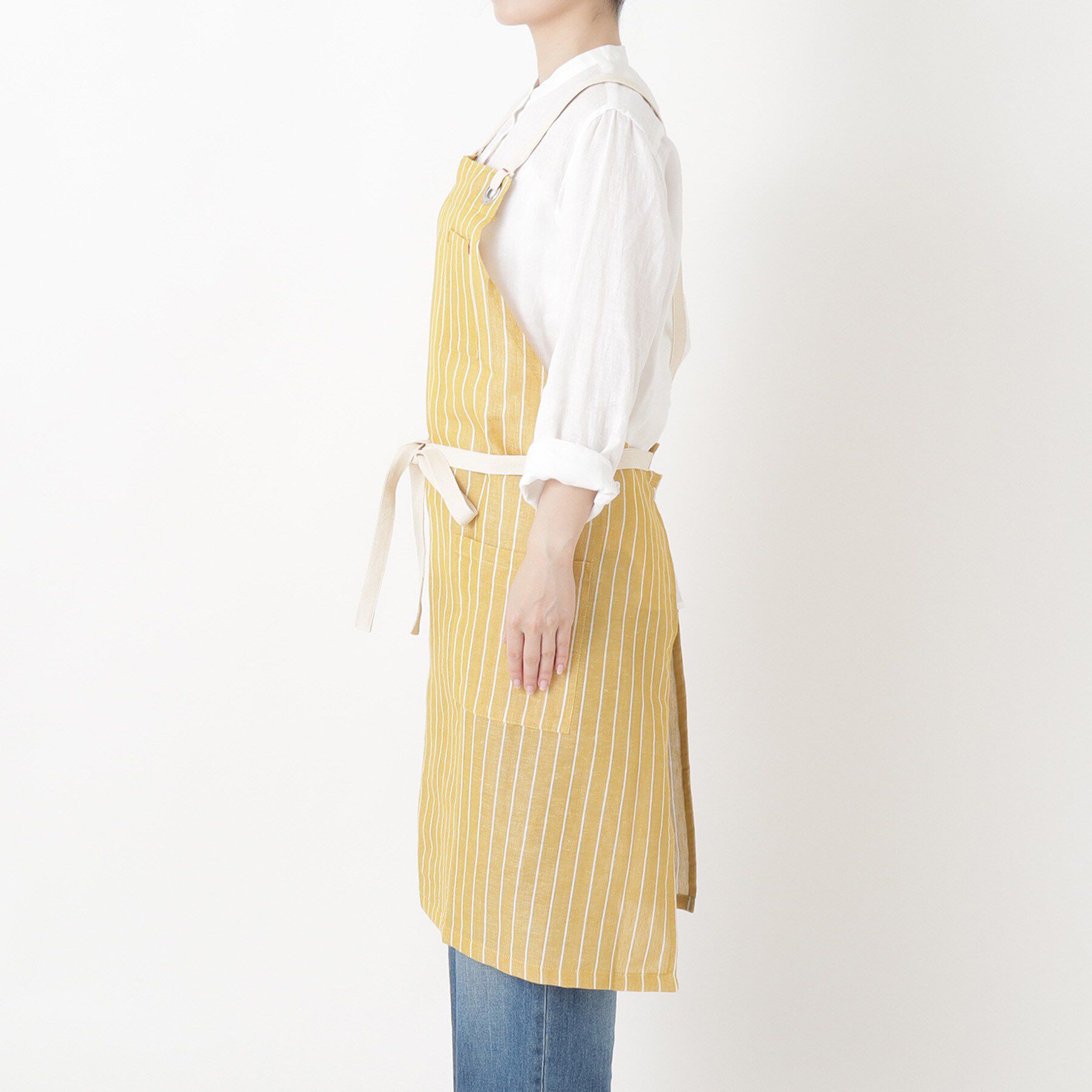 212 KITCHEN STORE「綿麻 ストライプ エプロン YE」|食器・キッチングッズ|
