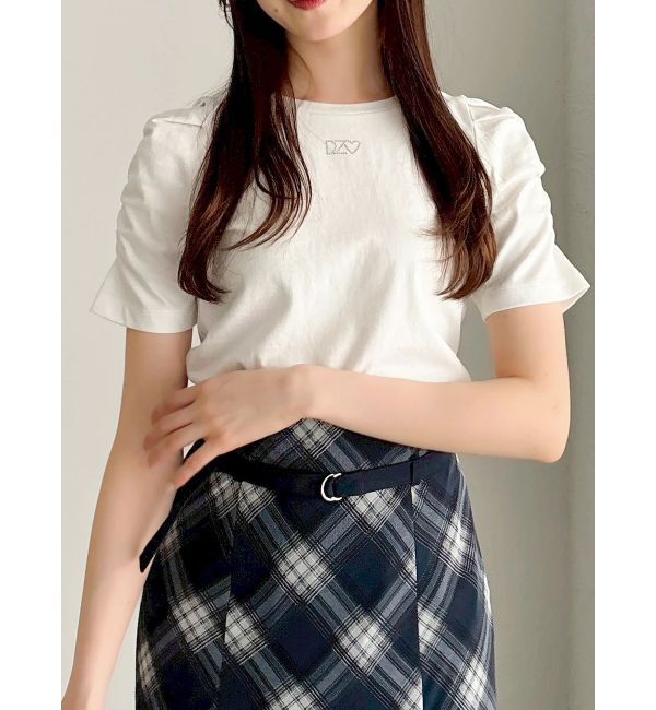 dazzlin「【WEB限定】リボンストーンプチTシャツ」|Tシャツ・カットソー|オフホワイト