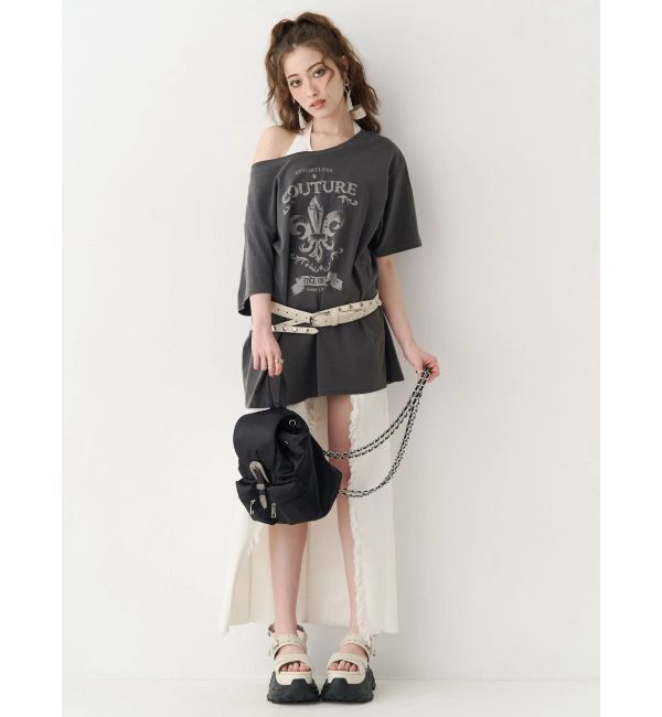 EVRIS「ワンショルグラフィックピグメントＴシャツ」|Tシャツ・カットソー|
