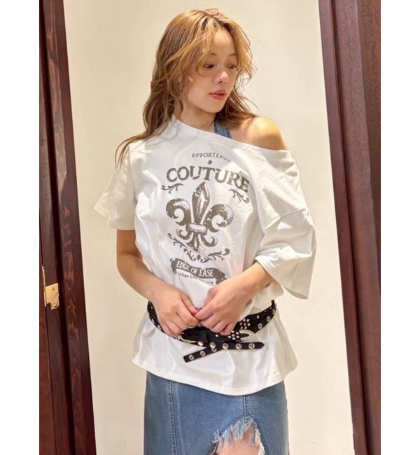 EVRIS「ワンショルグラフィックピグメントＴシャツ」|Tシャツ・カットソー|