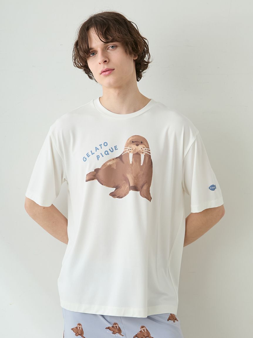 GELATO PIQUE HOMME「【HOMME】【接触冷感】シーアニマル柄ワンポイントTシャツ」|ルームウェア|