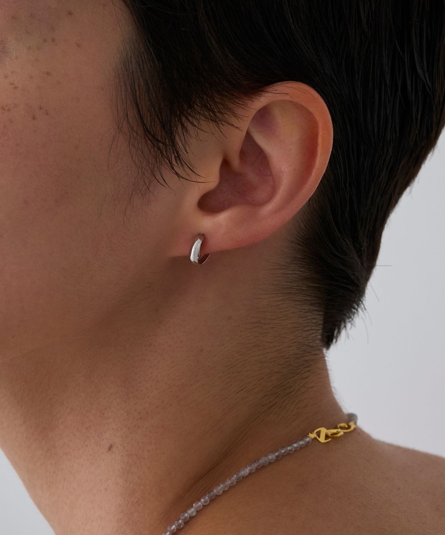 JUPITER「【K10】パフィーフープイヤリング/金属アレルギー対応　ニッケルフリー　シルバー」|イヤリング|