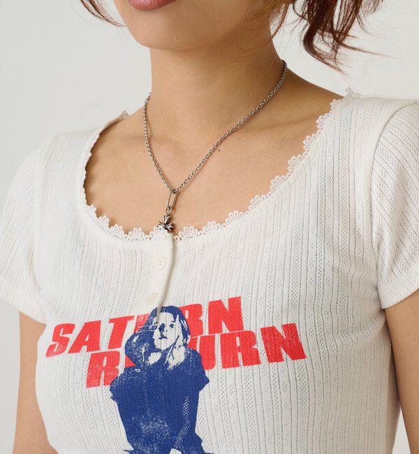  「シャーロットパターンメッシュS/Sトップス」|Tシャツ・カットソー|